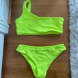 Neon one shoulder bikini